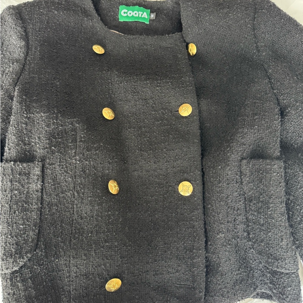 Coata Black Double-Breasted Jacket